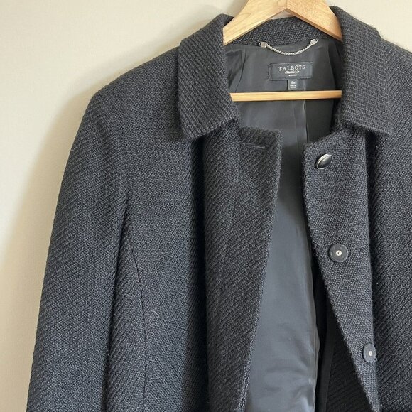 Talbots Wool Blend Coat Black Plus Size 18W Blazer Office Formal Pockets Buttons - Picture 2 of 8